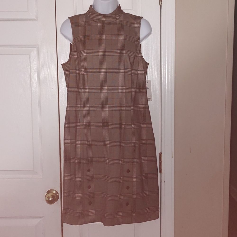 Apt. 9   black white brown plaid dress  Sz M